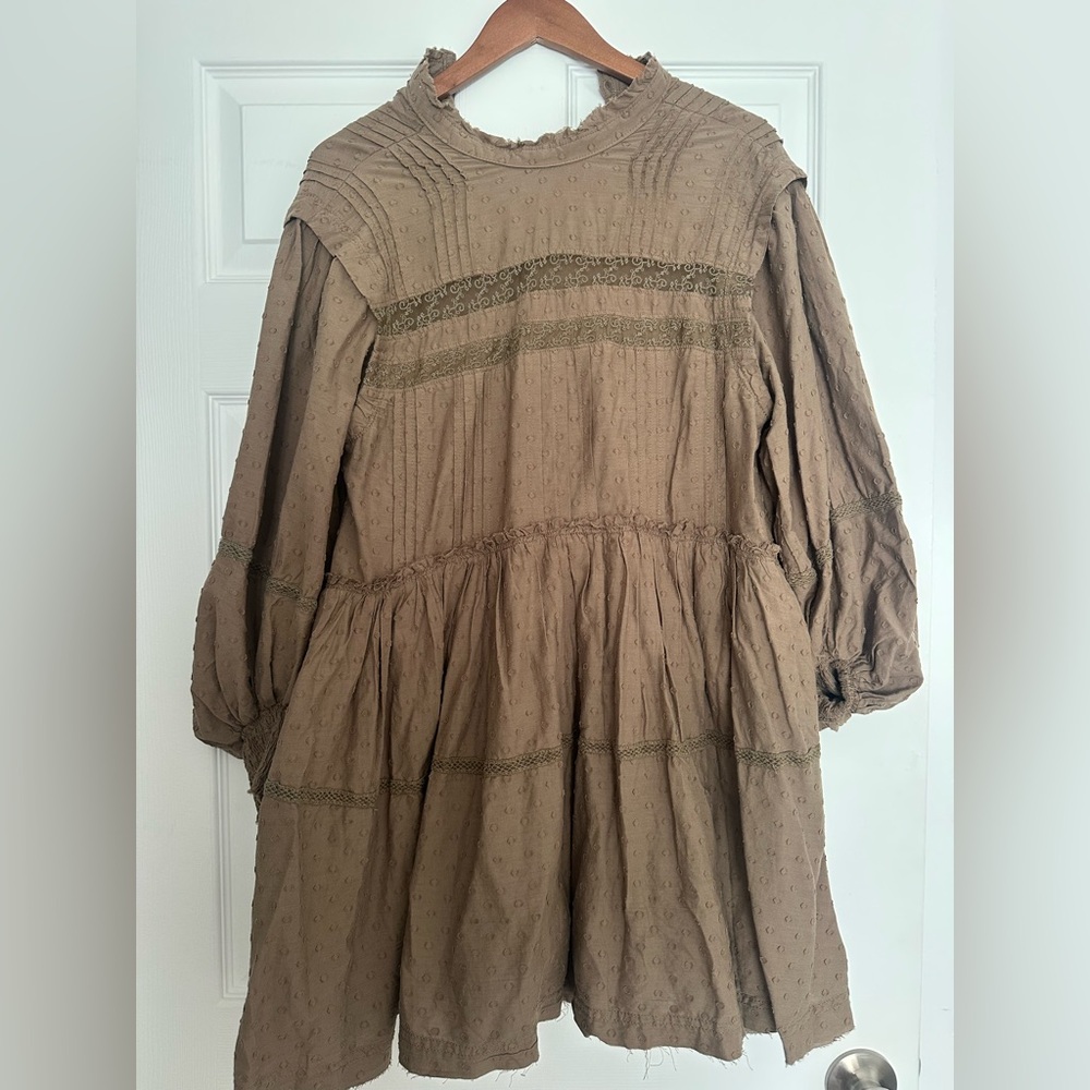 Pilcro Textured Brown Fabric Long sleeve dress